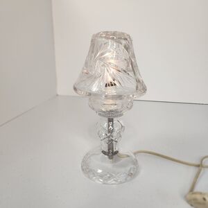 Vintage Cut Crystal Fairy Lamp Pinwheel Patern Czech Bohemian Mushroom Shape
